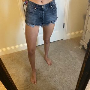 Free People Black Jean Shorts